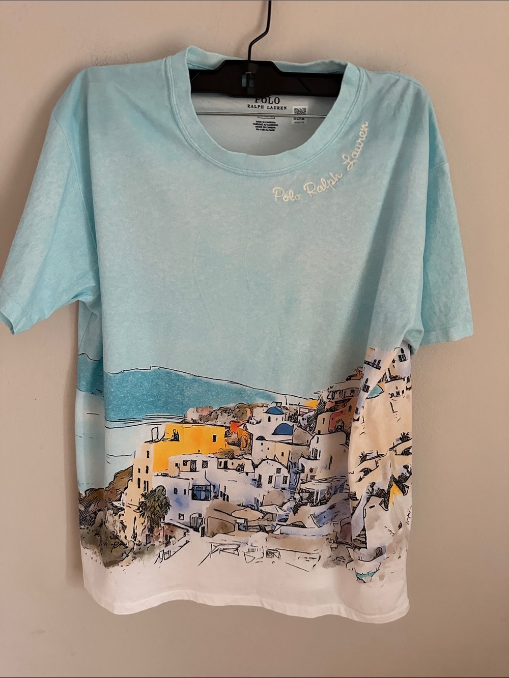 Polo by Ralph Lauren Light Blue Greek Island Motif Tee M